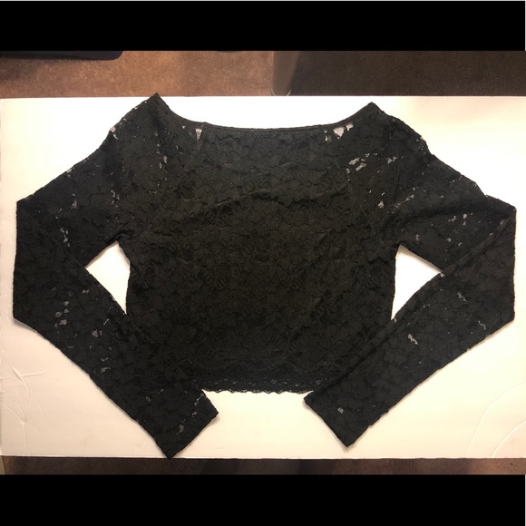 NEW Express Black Lace Crop Top - M - Picture 2 of 8